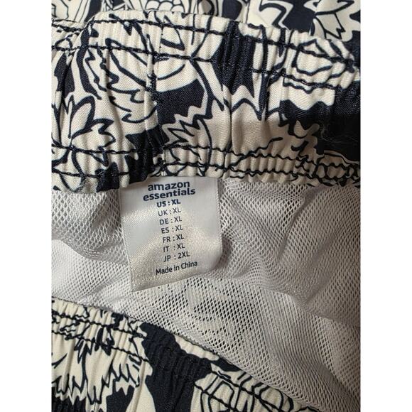 Amazon Essentials Men's Swim Trunks XL Navy Folk Floral Mesh Lining Quick Dry - Picture 7 of 8